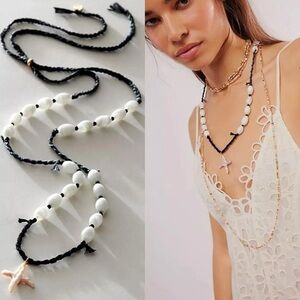 FREE PEOPLE x ARIANA OST - Easy Does It Pearl Cross Strand Necklace